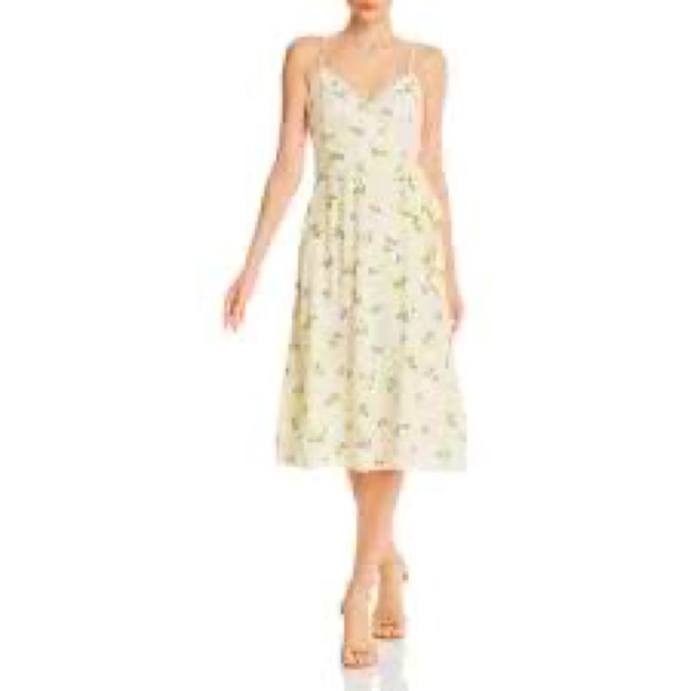 Aqua Womens Lemon Ivory Printed Midi Casual Wrap Dress